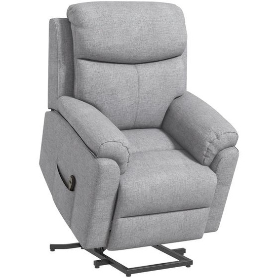 HOMCOM Fauteuil de massage fauteuil releveur inclinable de Relaxation électrique - avec Repose-Pied Ajustable et télécommande - Tissu Polyester Aspect Lin Gris