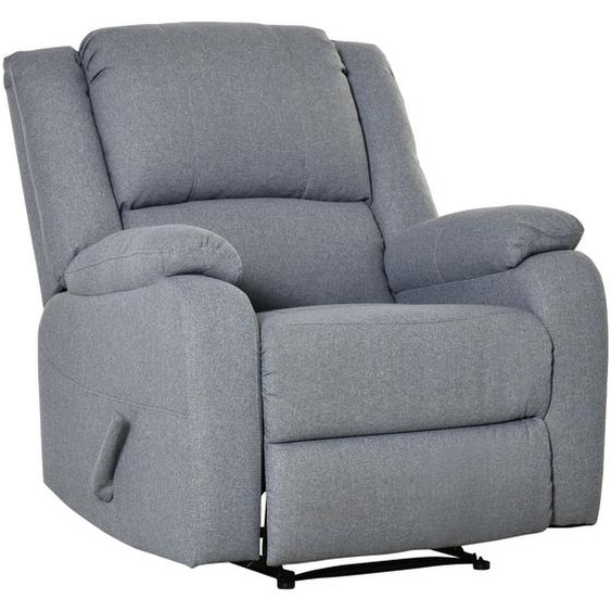 HOMCOM Fauteuil de relaxation, fauteuil de repos avec fonction de couchage, fauteuil de télévision avec aspect lin, fauteuil de repos pouvant supporter jusquà 150 kg, pour le salon, acier, gris foncé 90 x 96 x 98 cm