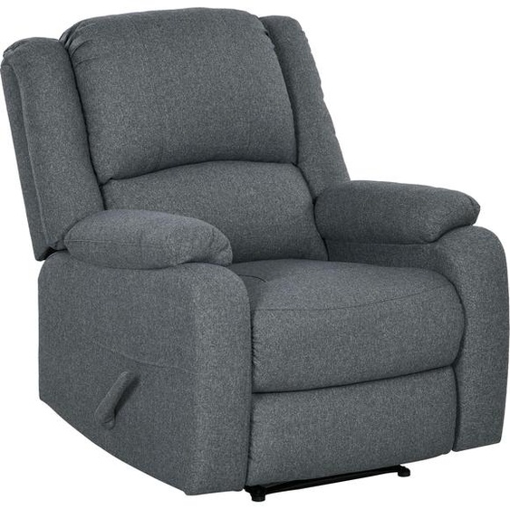 HOMCOM Fauteuil relax manuel Fauteuil TV avec fonction chaise longue, aspect lin, fauteuil TV avec poignée latérale, repose-pieds, pour le salon, gris foncé