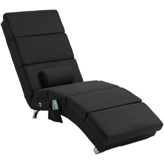 HOMCOM Fauteuil relax salon fauteuil de massage et chauffage meridienne chaise longue dintérieur, avec télécommande et oreiller, chambre à coucher, salon, tissu effet lin noir