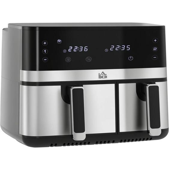 Homcom - Friteuse à air 2700W - air fryer - double compartiment 8,5L - 8 programmes, température réglable, timer, 2 paniers - noir