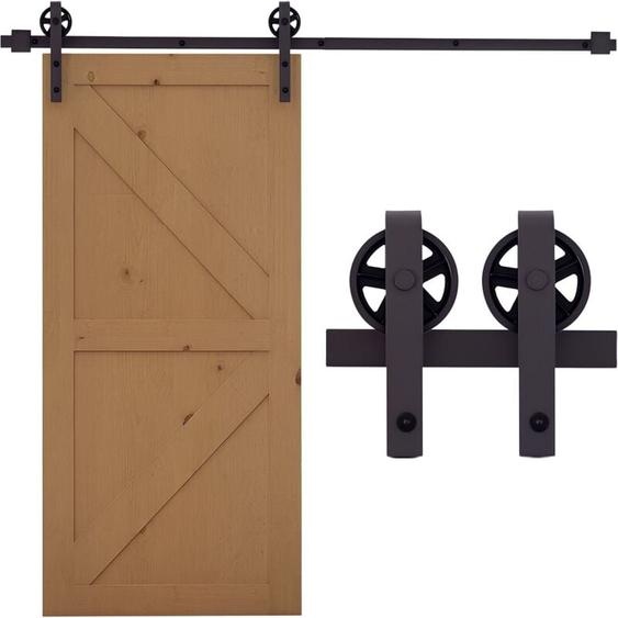 Homcom - Kit de porte coulissante système galandage pour porte épaisseur 35-45 ou 40-45 mm longueur rail 1,83 m charge max. 100 Kg acier brun
