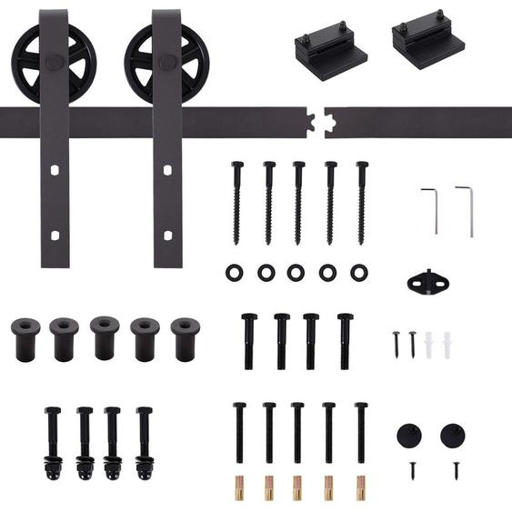 Kit de porte coulissante système galandage pour porte épaisseur 35-45 ou 40-45 mm longueur rail 1,83 m charge max. 100 Kg acier brun