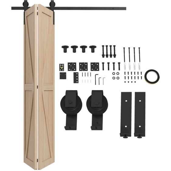 Homcom - Kit de porte coulissante système galandage pour porte épaisseur 40-55 mm longueur rail 1,52 m charge max. 90 Kg acier au carbone noir
