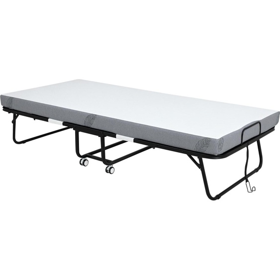 Lit pliant HOMCOM 90 x 200 cm - Lit dappoint pour adultes, pliable, avec matelas en mousse de 10 cm