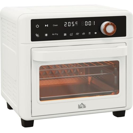 Homcom - Mini four friteuse à air 2 en 1 - air fryer 1200W 13L - multifonction 12 programmes, timer - accessoires - température réglable - blanc noir