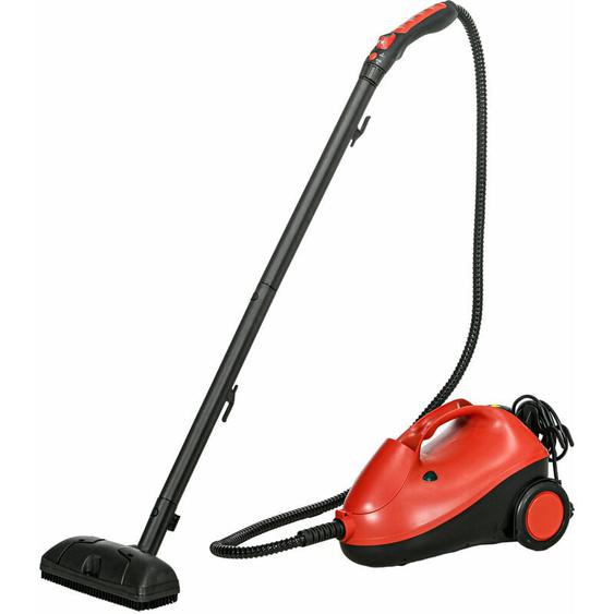 Homcom - Nettoyeur vapeur multifonction - balai vapeur - balai nettoyeur vapeur - 2000W, réservoir 2L, pression 4 bars - 16 accessoires - noir rouge