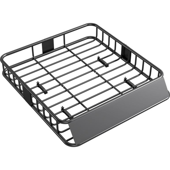HOMCOM Porte-bagage pour voiture universel, galerie de toit pour voiture en acier 110,5x99,5x18,5cm, charge 90,7kg aérodynamique avec déflecteur dair, panier de toit pour véhicules tout-terrain, noir