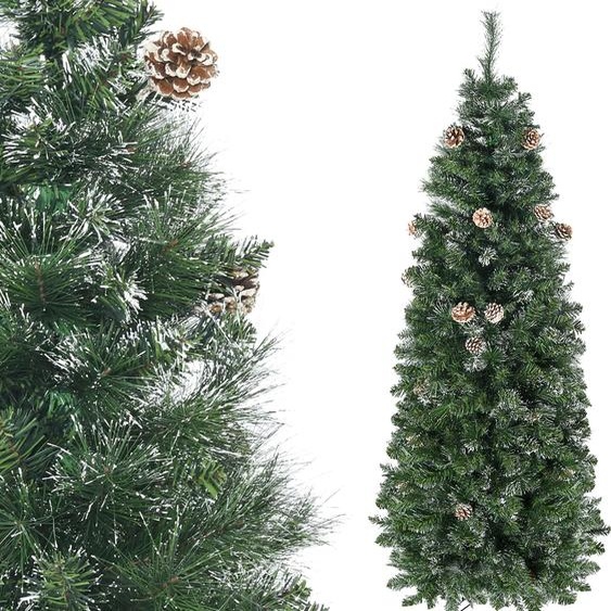 HOMCOM Sapin de Noël artificiel 180 cm avec 618 branches enneigées, support en acier, arbre de Noël artificiel avec socle pliable en acier, vert