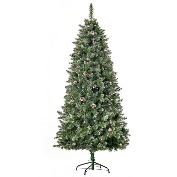HOMCOM Sapin de Noël Artificiel Aspect enneigé 180H cm 50 Pommes de pin 718 Branches épines Imitation Nordmann Grand réalisme
