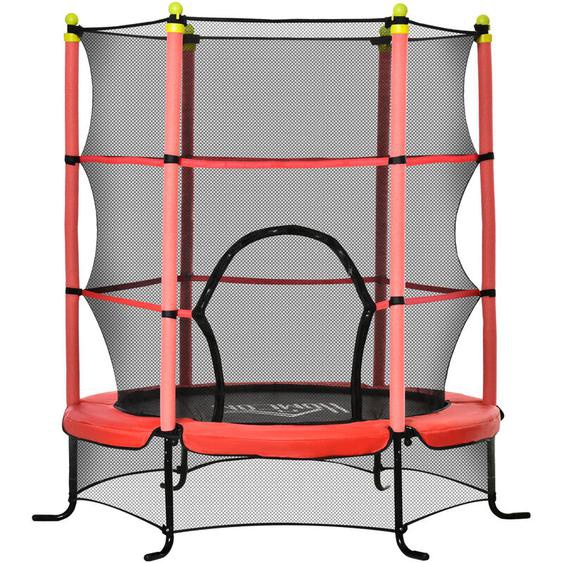 Homcom - Trampoline enfant ø 1,63 × 1,63H m filet de sécurité porte zipée couvre-ressorts 6 poteaux rembourrés inclus rouge
