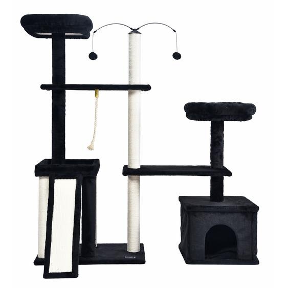 HOME DELUXE - Arbre à chat JAX - Couleur : noir, dimensions : 136 x 124 x 40 cm, matériau : polyester, sisal, structure : MDF I Arbre à chat Poteau à griffer