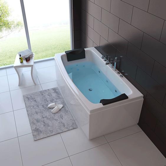 HOME DELUXE - Baignoire à hydromassage - NOOR - blanche avec douchette et massage - env. 173 x 80 x 84 cm I Baignoire dintérieur, spa, 2 personnes