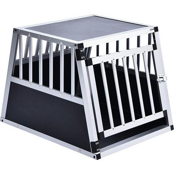 Home Deluxe - Caisse de transport pour chiens Alu SKITO - M - 69 x 54 x 50 cm - Couleur : argent / noir - Matériaux : panneaux MDF, aluminium I Caisse de transport pour chiens Solution de transport Matériau alu-MDF Respectueux des animaux Besoins en
