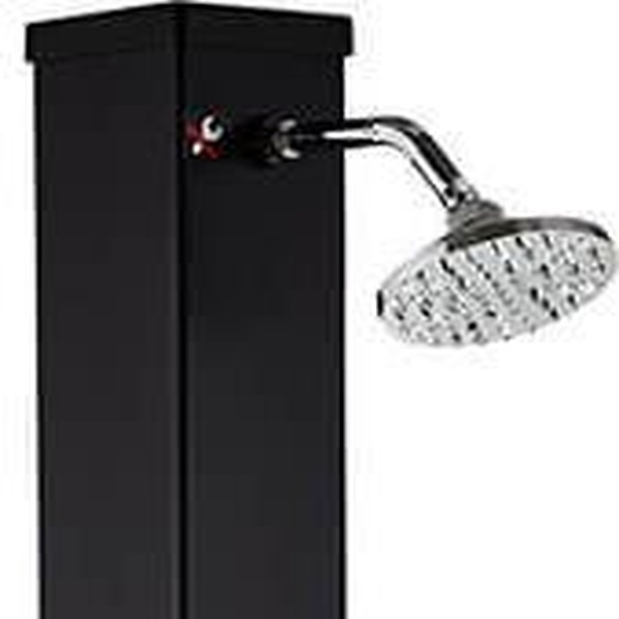 Home Deluxe - Douche solaire OLYMP - Réservoir deau de 40 l, douche de pied intégrée, PVC, noir mat, montage facile I Douche de jardin Douche extérieure Douche solaire Jardin Douche solaire PVC Douche dété