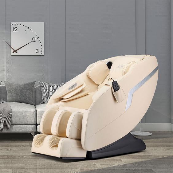 HOME DELUXE - Fauteuil de massage KELSO Beige - avec fonction Zero Gravity, Bluetooth et chauffage I Chaise de massage Fauteuil relax avec fonction chaleur