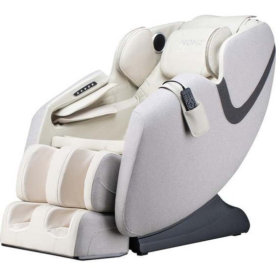 HOME DELUXE Fauteuil de massage MARINO avec rembourrage en tissu Premium gris clair - 135,4 x 73,5 x 103 cm | 6 programmes de massage, avec rembourrage textile, Zero-Gravity