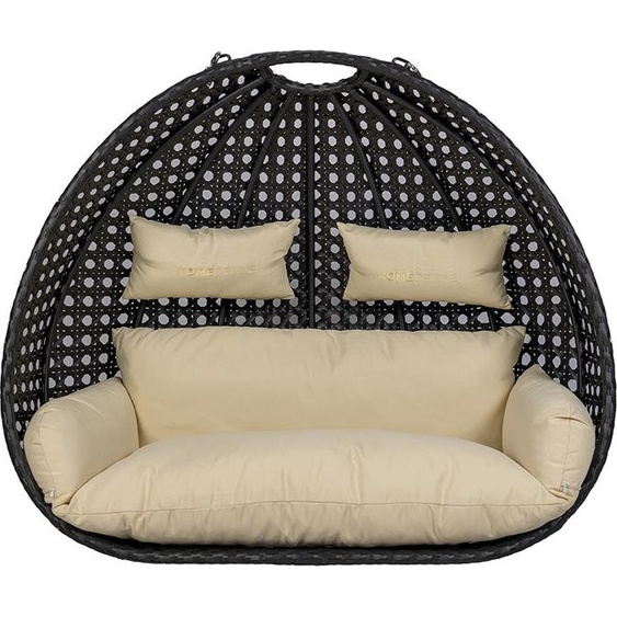 HOME DELUXE Fauteuil suspendu en poly rotin Coussin TWIN - Crème 105 x 41 x 45 cm Coussins dassise et de dossier inclus, résistant aux UV | Fauteuil suspendu, siège suspendu