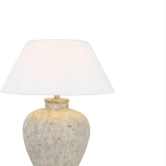 HOME DELUXE Grande lampe de table aspect pierre LENE - Blanc | Lampe de table Lampe de bureau Lampe de chevet