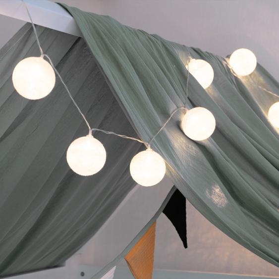 HOME DELUXE - Guirlande lumineuse LED NINO - Couleur : blanc, env. 320 x 6 x 6 cm, 20 boules en coton - 0,45 W I Guirlande lumineuse sans danger pour les enfants