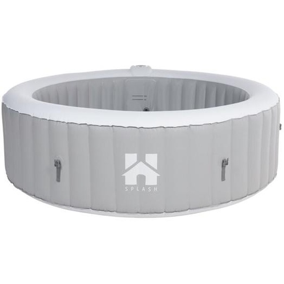 Home Deluxe - Jacuzzi dextérieur avec coussin, porte-boisson et toit solaire splash - Ø208 cm 6 personnes Couleur : Gris, Équipement :