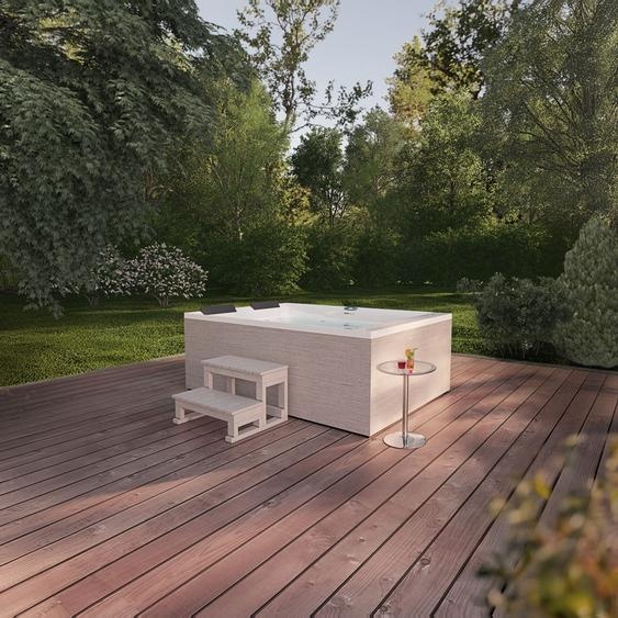 HOME DELUXE - Jacuzzi dextérieur NIMBUS - avec escalier et couverture thermique - Dimensions : 190 x 140 x 70 cm- Incl. chauffage, 18 jets de massage I Jacuzzi dextérieur pour 2 personnes