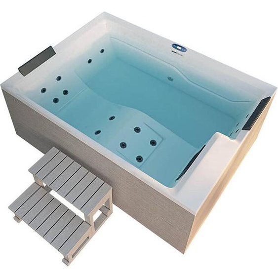 HOME DELUXE - Jacuzzi dextérieur NIMBUS DELUXE - avec escalier et couverture thermique - Dimensions : 190 x 140 x 70 cm- Incl. chauffage, 18 jets de massage I Jacuzzi dextérieur pour 2 personnes
