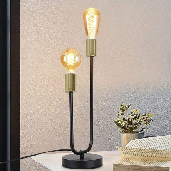 Homefire Lampe de Table Lampe de Chevet Vintage Noir Salon Noir Or E27 Veilleuse Industrielle en Métal avec Câble