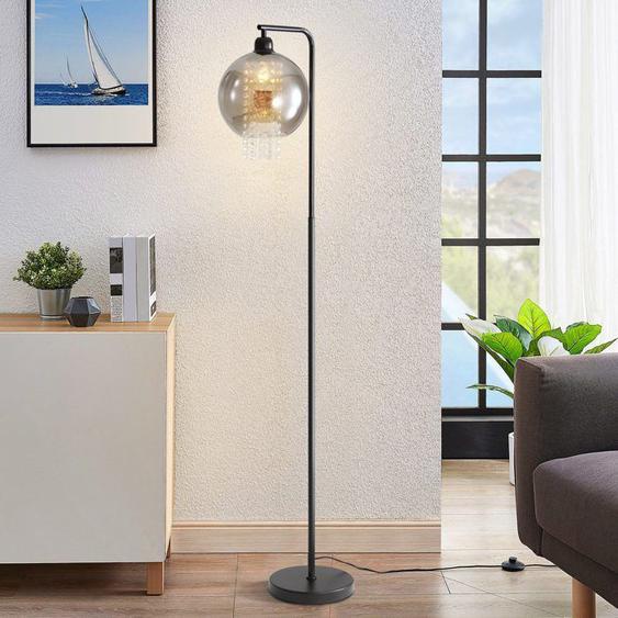Homefire salon lampadaire chambre - E27 lampadaire gris design boule de verre cristal de verre