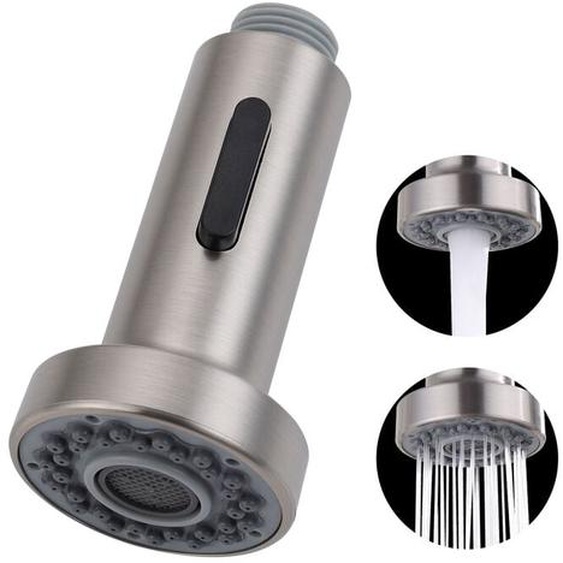 Homelody - Douchette Evier Pull-Out avec Bouton Stop Tête de Douchette Brossé 2 Jets pour Robinet Evier Cuisine