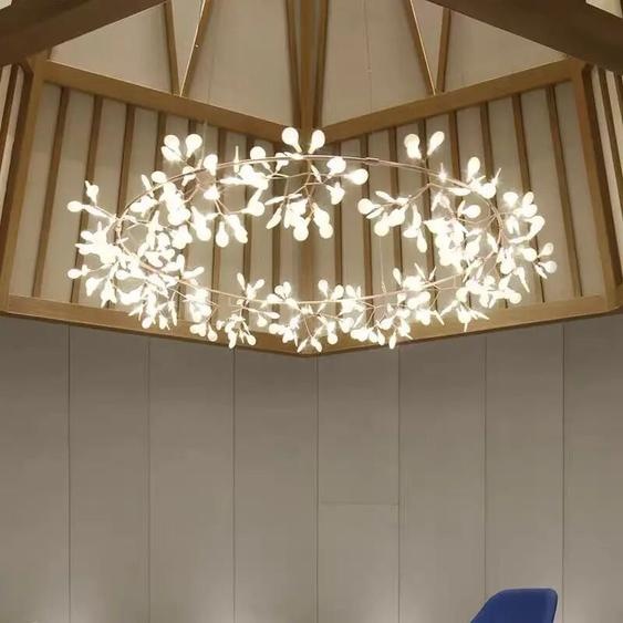 HomeLover Heracleum-Plafonnier LED en Forme de Luciole, Design Nordique, Couleur Or Rose, Luminaire Décoratif dNik, Idéal pour un Hôtel, une Villa, un Restaurant ou un Salon