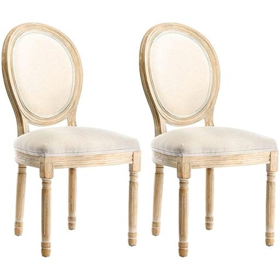 HomeMiYN Chaises de salle à manger x2 : cadre beige, tissu mélangé beige - 56x50x94,5 cm