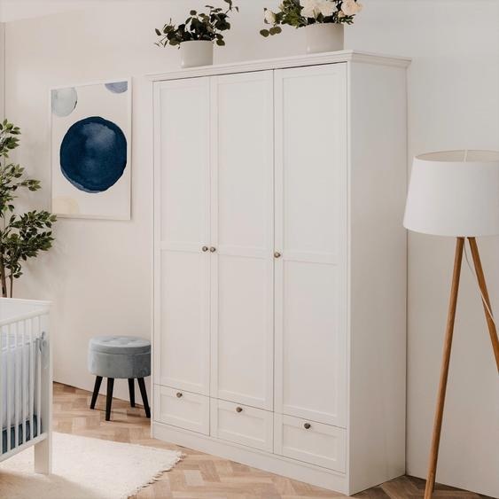 Homestyle4u Armoire blanche Chambre à coucher 120cm Armoire à portes battantes