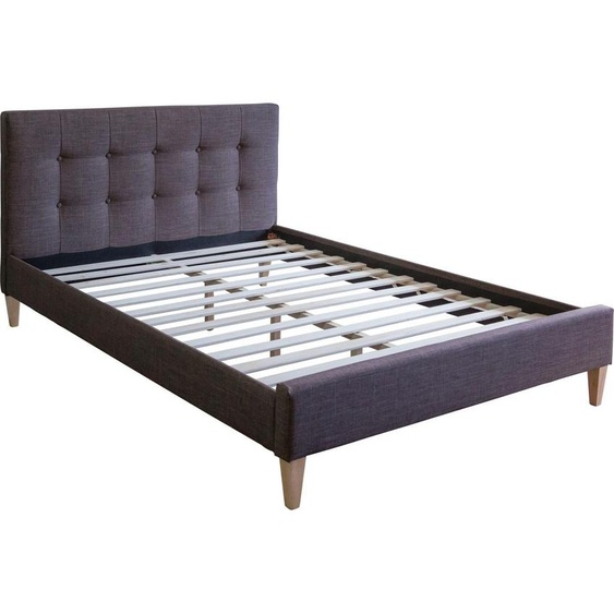 Homestyle4u Lit rembourré 140x200 cm Lit double avec sommier à lattes Tête de lit marron