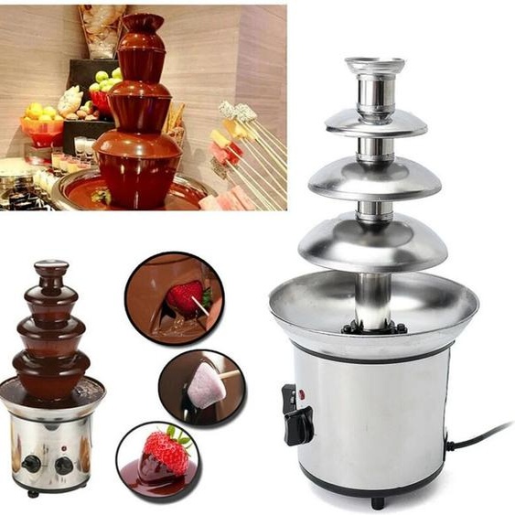 homgeek Fontaine à chocolat, machine de fusion électrique à 4 niveaux, ensemble de pots à fondue, pour bonbons au chocolat, Ranch, fromage Nacho UK,230V