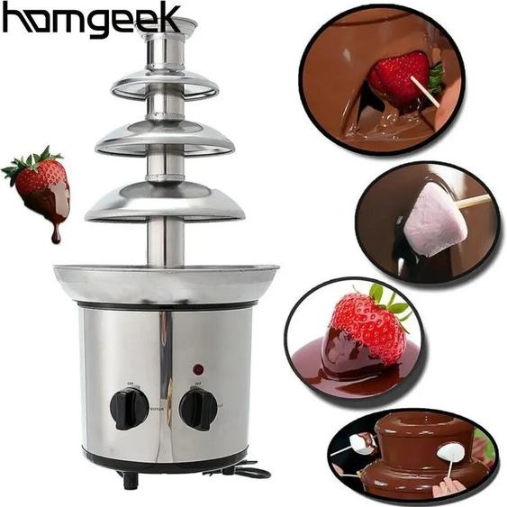 homgeek Machine à fondre électrique à 4 niveaux, fontaine à chocolat, ensemble de casseroles pour bonbons au chocolat, Ranch Nacho et fromage, 220V