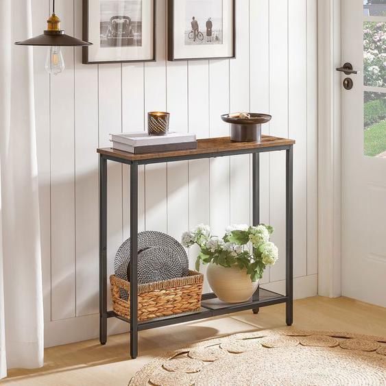 Table Console - HOOBRO - 75 cm - Marron Rustique - Métal - Style Industriel