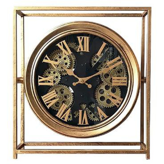 Horloge à mécanisme encadrée métal doré 38x11x42cm