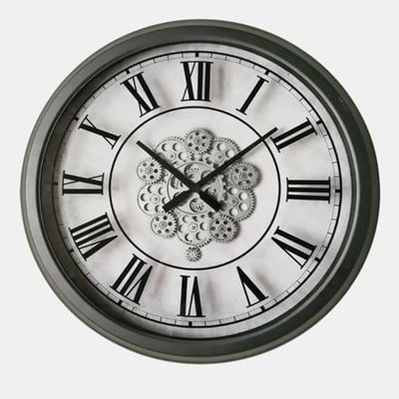 Horloge à mécanismes métal blanche et argent 70cm