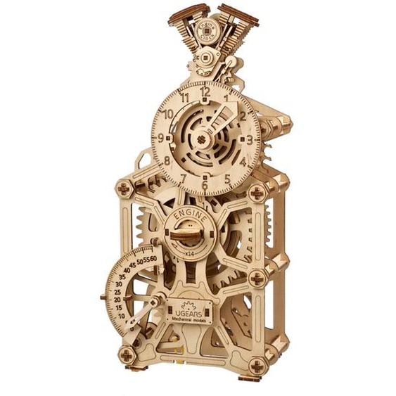 Horloge À Moteur – Maquette En Bois Mécanique À Construire, Style Automobile Brown