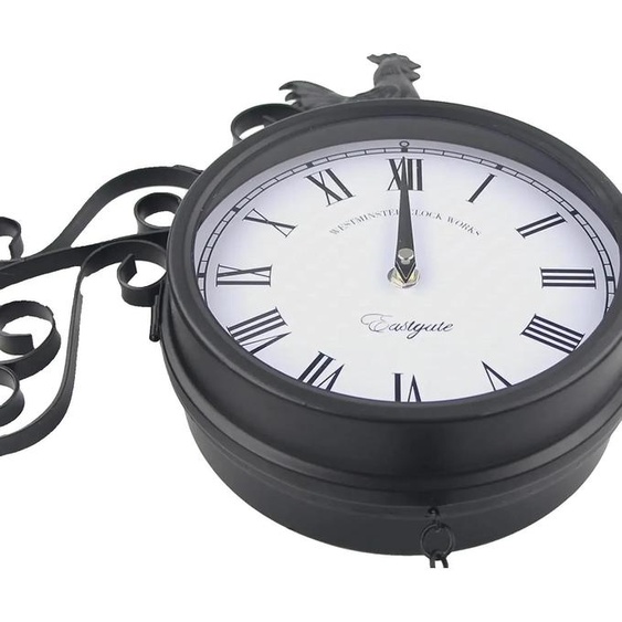Horloge de jardin, design double face, style vintage, noir, noir