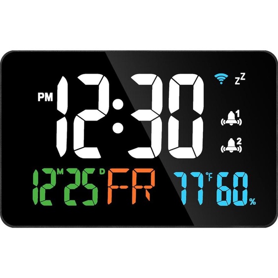 Horloge de table Tuya Wi-Fi avec thermo-hygromètre – Écran LED,via application, étalonnage automatique, 4 niveaux de luminosité, alarme de température pour la maison et le bureau