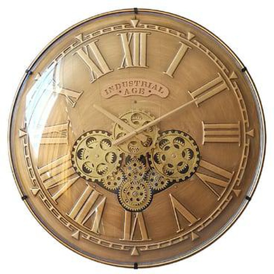 Horloge mécanisme convexe verre doré 60cm