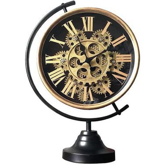 Horloge mécanisme sur pied noir doré 28x13x39cm