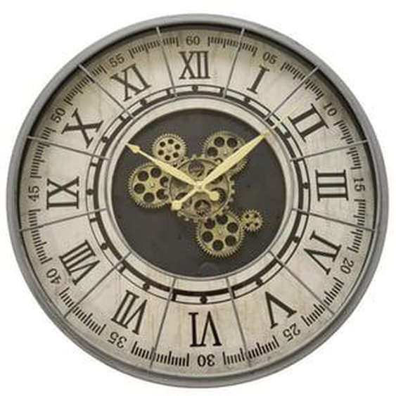 Horloge mécanismes métal gris 57cm