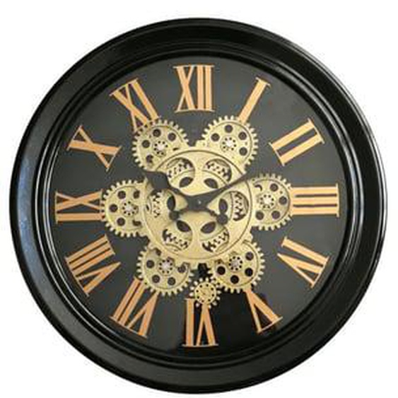 Horloge mécanismes noir et doré 34x9x34cm