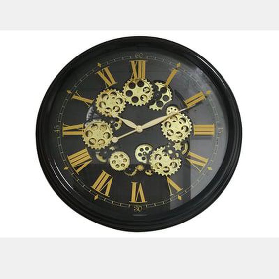 Horloge mécanismes noir et doré 80cm