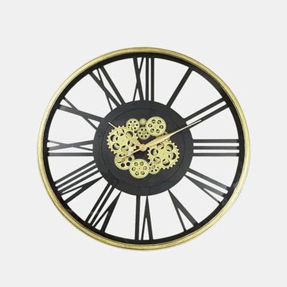 Horloge mécanismes sans fond noir doré 80cm