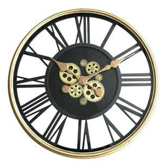 Horloge mécanismes sans fond noir et doré 54cm