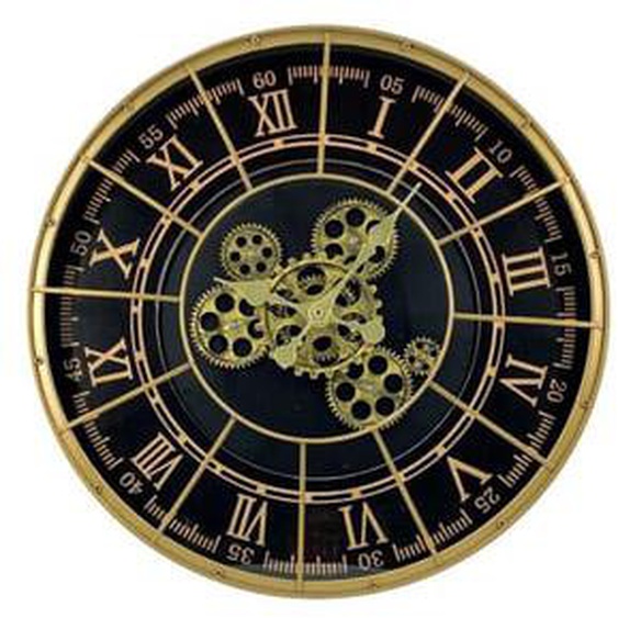 Horloge métal noir doré rivets 48cm